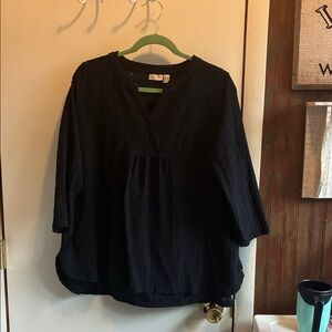 LOGO by Lori Goldstein Black Lace V-Neck Tunic